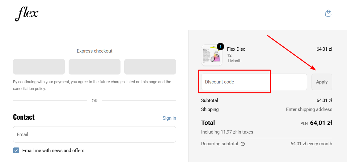 How to apply a Flex promo code